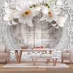 Fototapeta – Lilies and Wooden Background Fototapeta – Lilies and Wooden Background