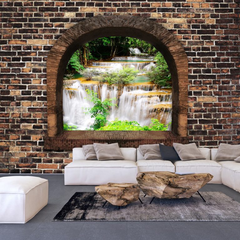 Samolepící fototapeta – Stony Window: Waterfalls Samolepící fototapeta – Stony Window: Waterfalls
