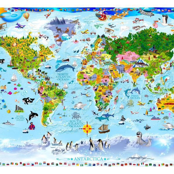 Samolepící fototapeta – World Map for Kids Samolepící fototapeta – World Map for Kids