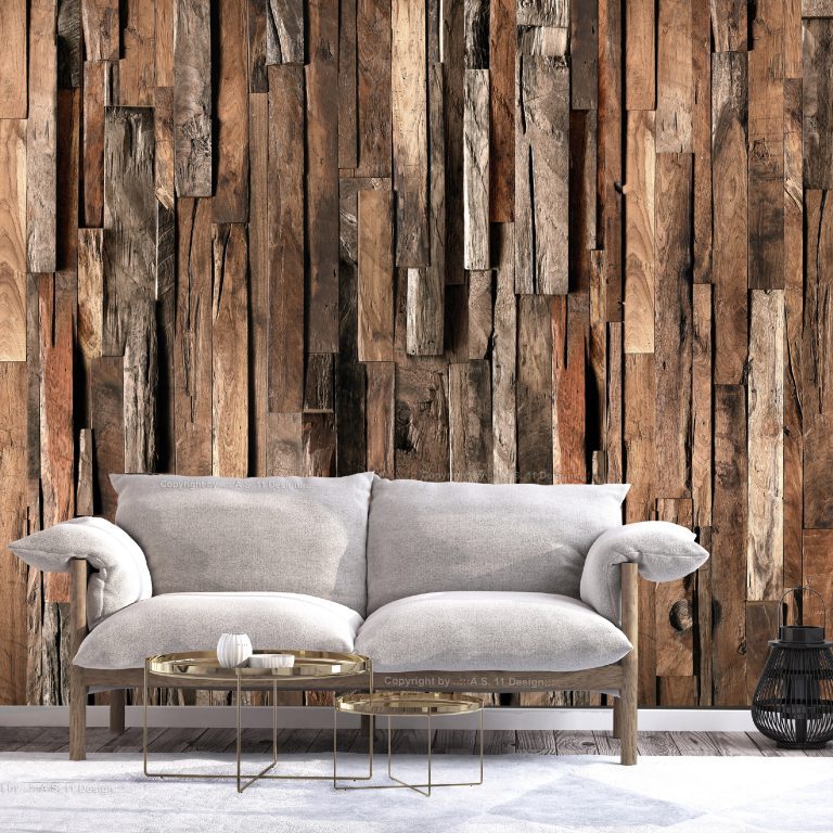 Samolepící fototapeta – Wooden Curtain (Brown) Samolepící fototapeta – Wooden Curtain (Brown)