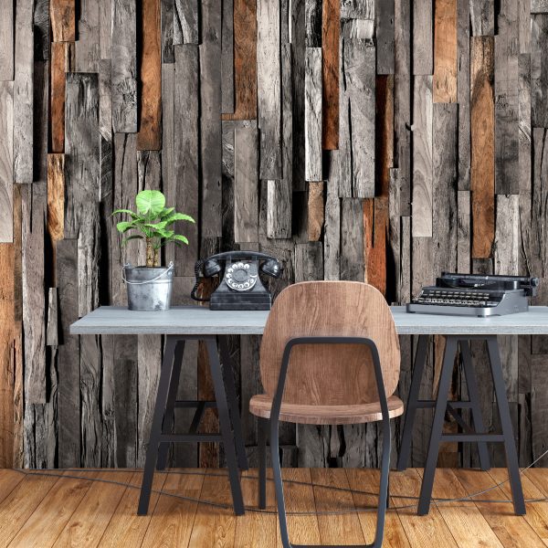 Samolepící fototapeta – Wooden Curtain (Grey and Brown) Samolepící fototapeta – Wooden Curtain (Grey and Brown)