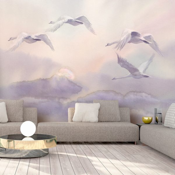 Samolepící fototapeta – Flying Swans Samolepící fototapeta – Flying Swans