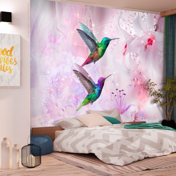 Samolepící fototapeta – Colourful Hummingbirds (Pink) Samolepící fototapeta – Colourful Hummingbirds (Pink)