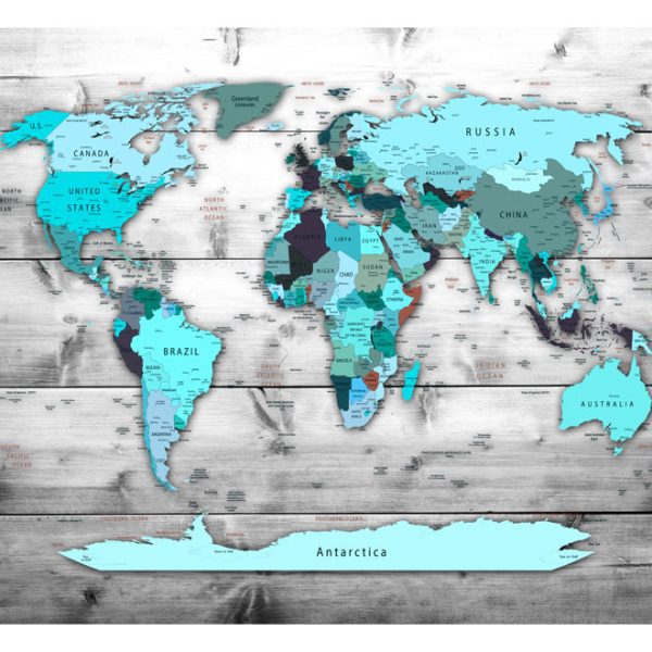 Samolepící fototapeta – World Map: Blue Continents Samolepící fototapeta – World Map: Blue Continents