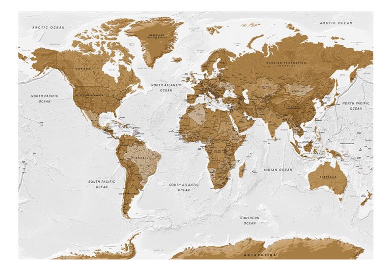 Samolepící fototapeta – World Map: White Oceans Samolepící fototapeta – World Map: White Oceans