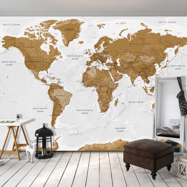 Samolepící fototapeta – World Map: White Oceans Samolepící fototapeta – World Map: White Oceans