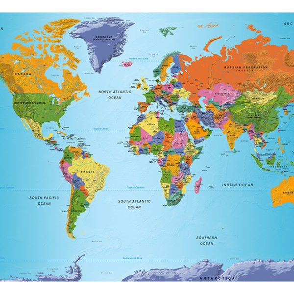 Samolepící fototapeta – World Map: Colourful Geography Samolepící fototapeta – World Map: Colourful Geography