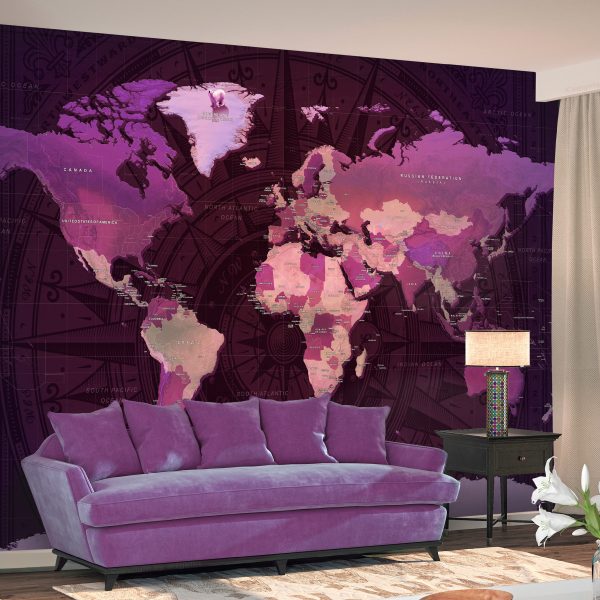 Samolepící fototapeta – Purple World Map Samolepící fototapeta – Purple World Map