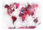 Samolepící fototapeta – World Map: Red Watercolors Samolepící fototapeta – World Map: Red Watercolors