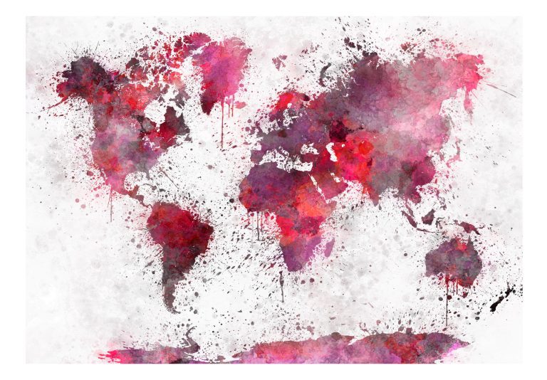 Fototapeta – World Map: Red Watercolors Fototapeta – World Map: Red Watercolors