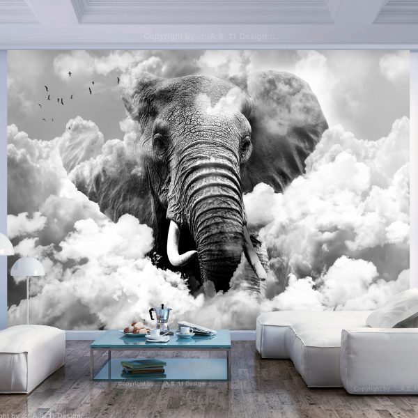 Fototapeta – Elephant in the Clouds (Black and White) Fototapeta – Elephant in the Clouds (Black and White)