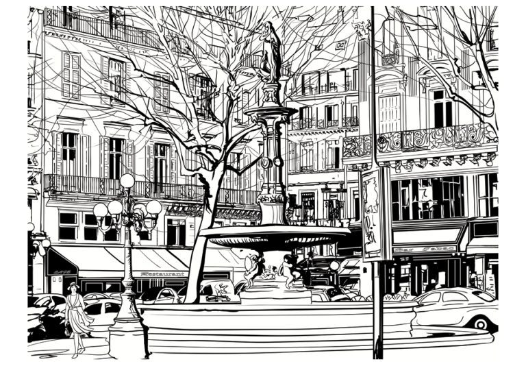 Fototapeta – Sketch of parisian fountain Fototapeta – Sketch of parisian fountain