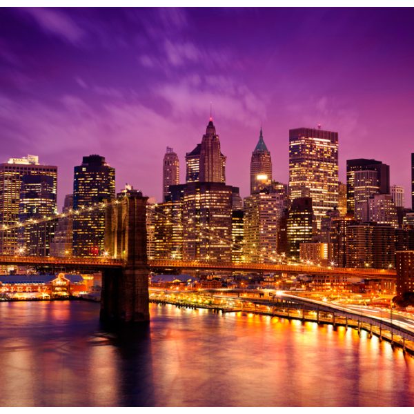 Fototapeta – Manhattan and Brooklyn Bridge by night Fototapeta – Manhattan and Brooklyn Bridge by night