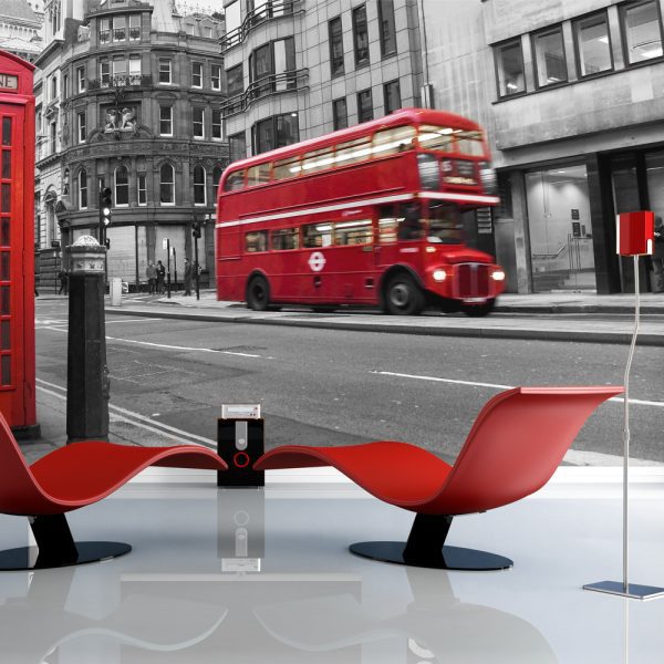 Fototapeta – Red bus and phone box in London Fototapeta – Red bus and phone box in London
