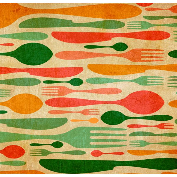 Fototapeta – Cutlery – orange and green Fototapeta – Cutlery – orange and green