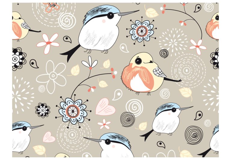 Fototapeta – Natural pattern with birds Fototapeta – Natural pattern with birds