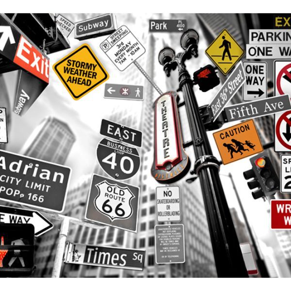 Fototapeta – NYC signs on a monochrome background Fototapeta – NYC signs on a monochrome background