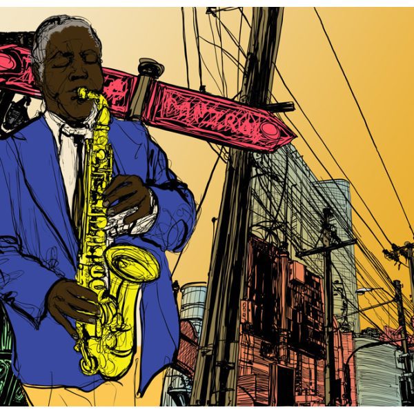 Fototapeta – Saxophonist in New York Fototapeta – Saxophonist in New York