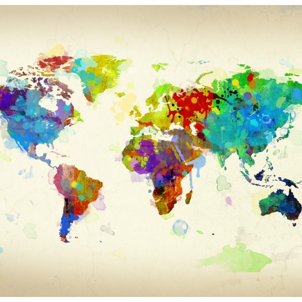 Fototapeta – Paint splashes map of the World Fototapeta – Paint splashes map of the World