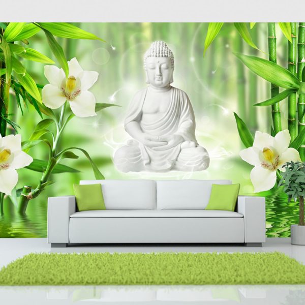 Fototapeta – Buddha and Orchids Fototapeta – Buddha and Orchids