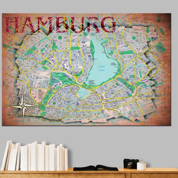 Obraz na korku – Hamburg [Cork Map] Obraz na korku – Hamburg [Cork Map]