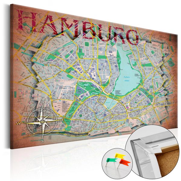 Obraz na korku – Hamburg [Cork Map] Obraz na korku – Hamburg [Cork Map]