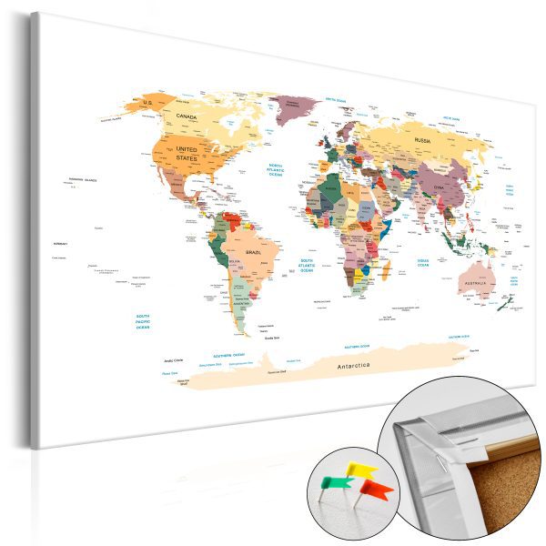 Obraz na korku – World Map: Black & White Elegance [Cork Map] Obraz na korku – World Map: Black & White Elegance [Cork Map]