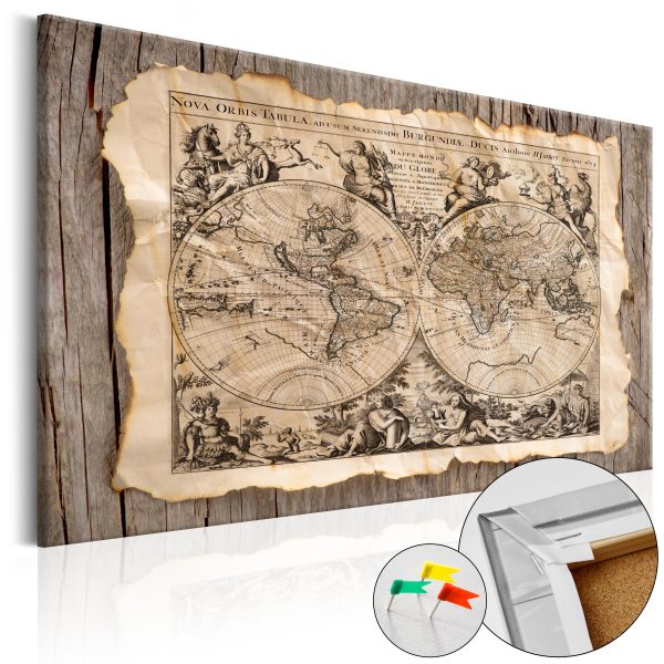 Obraz na korku – Map on wood: Colourful Travels [Cork Map] Obraz na korku – Map on wood: Colourful Travels [Cork Map]