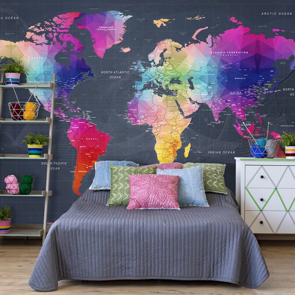 Samolepící fototapeta – World Map: Colourful Blot Samolepící fototapeta – World Map: Colourful Blot