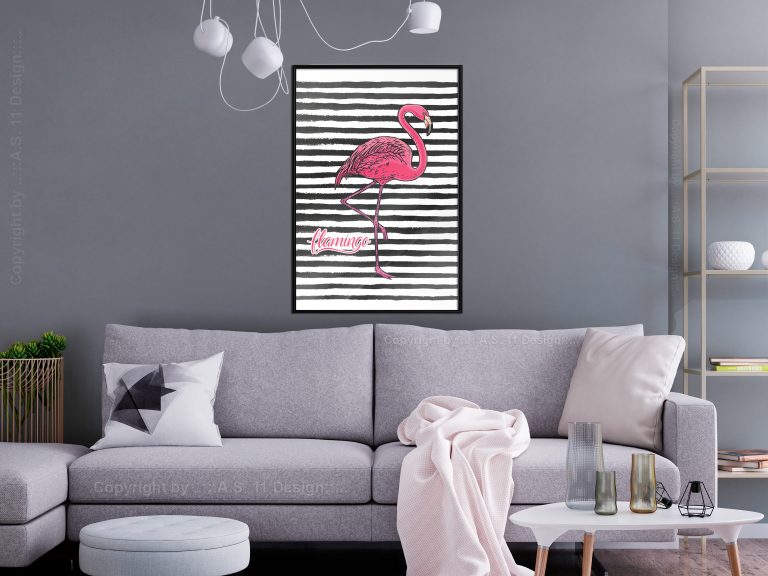 Flamingo on Striped Background Flamingo on Striped Background