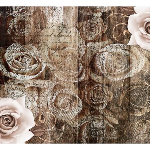 Fototapeta – Old Wood & Roses Fototapeta – Old Wood & Roses