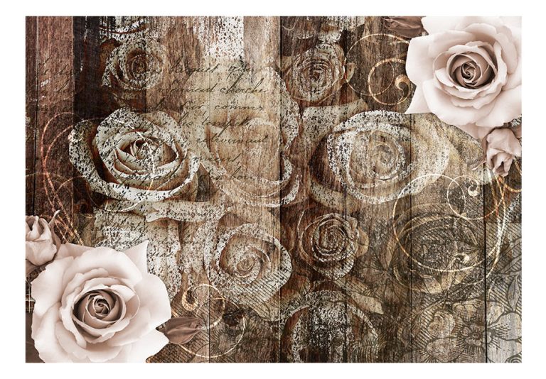 Fototapeta – Old Wood & Roses Fototapeta – Old Wood & Roses