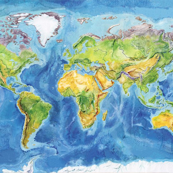 Tapeta Mapa světa zelenomodrá Tapeta Mapa světa zelenomodrá