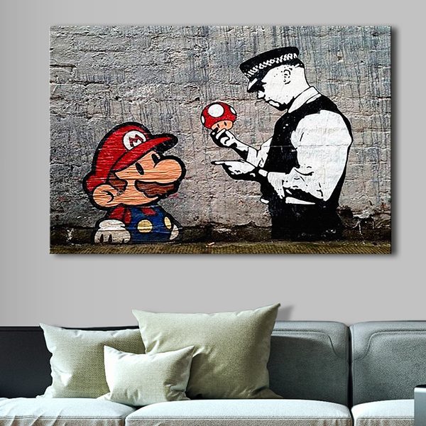 Obraz – Mario and Cop by Banksy Obraz – Mario and Cop by Banksy