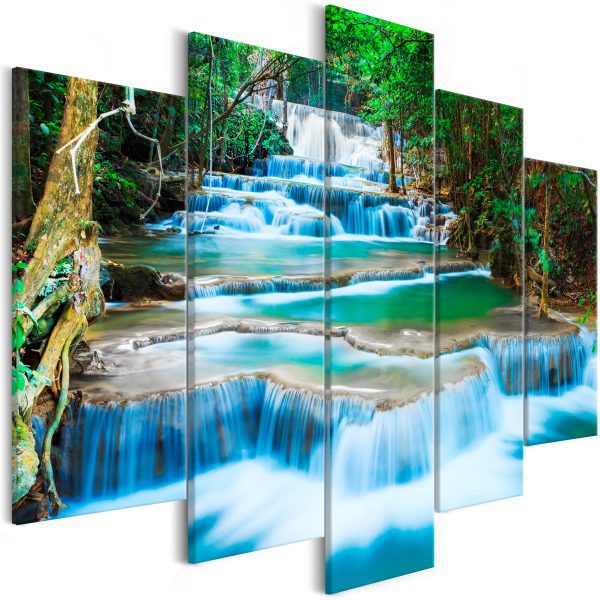 Obraz – Waterfall in Kanchanaburi (5 Parts) Wide Obraz – Waterfall in Kanchanaburi (5 Parts) Wide