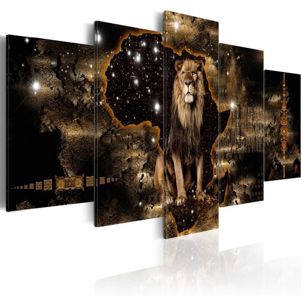 Obraz – Golden Lion (5 Parts) Wide Obraz – Golden Lion (5 Parts) Wide