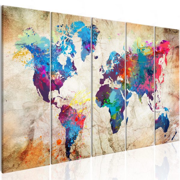Obraz – World Map: Colourful Ink Blots Obraz – World Map: Colourful Ink Blots