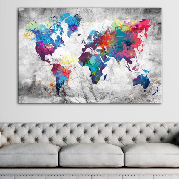 Obraz – World Map: Grey Style Obraz – World Map: Grey Style