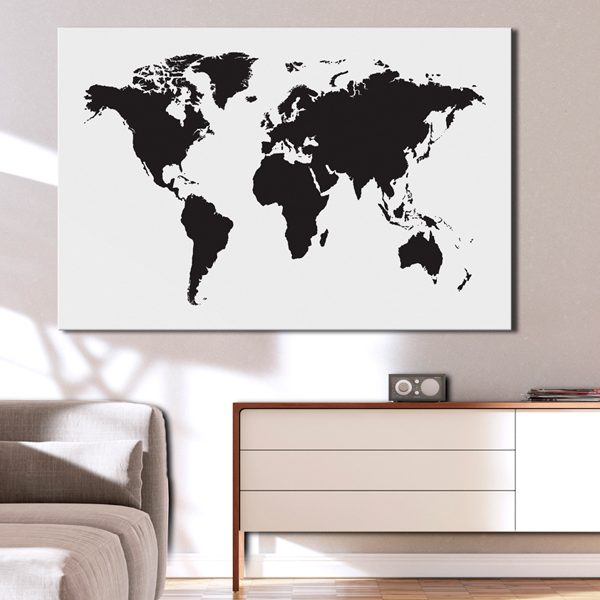 Obraz – World Map: Black & White Elegance Obraz – World Map: Black & White Elegance