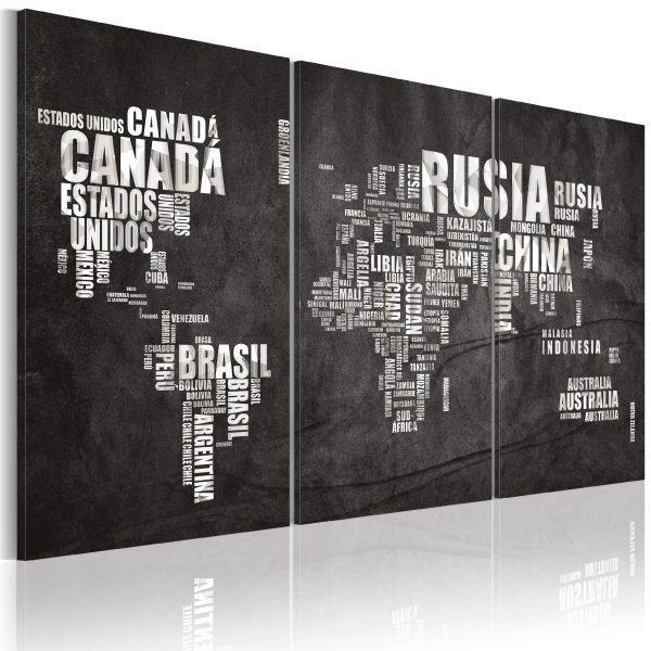 Obraz – Map of the World (Spanish language) – triptych Obraz – Map of the World (Spanish language) – triptych