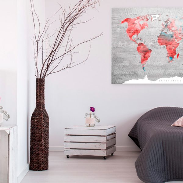Obraz – World Map: Red Roam Obraz – World Map: Red Roam