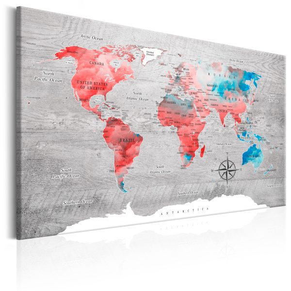 Obraz – World Map: Red Roam Obraz – World Map: Red Roam