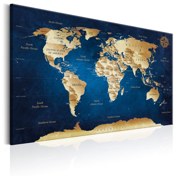 Obraz – World Map: The Dark Blue Depths Obraz – World Map: The Dark Blue Depths