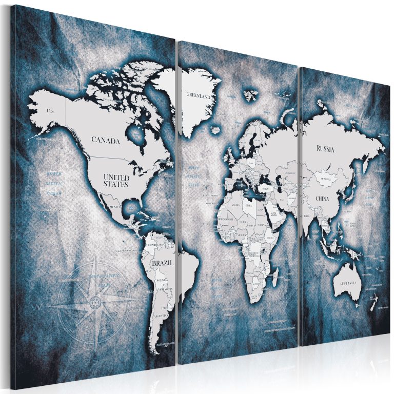 Obraz – World Map: Ink Triptych Obraz – World Map: Ink Triptych