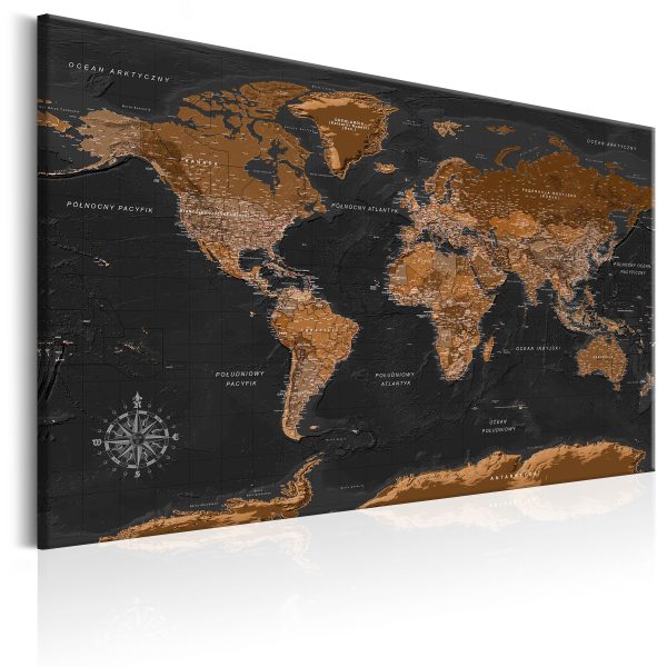 Obraz – Brown World Map (PL) Obraz – Brown World Map (PL)