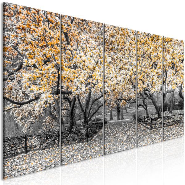 Obraz – Magnolia Park (5 Parts) Narrow Orange Obraz – Magnolia Park (5 Parts) Narrow Orange