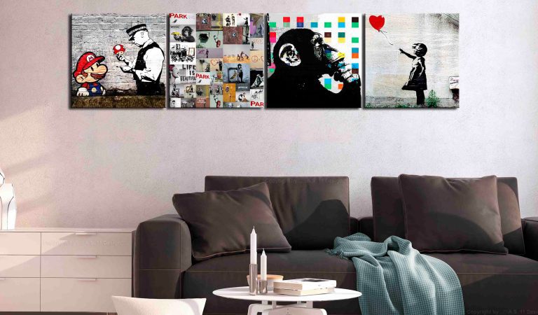 Obraz – Banksy Collage (4 Parts) Obraz – Banksy Collage (4 Parts)