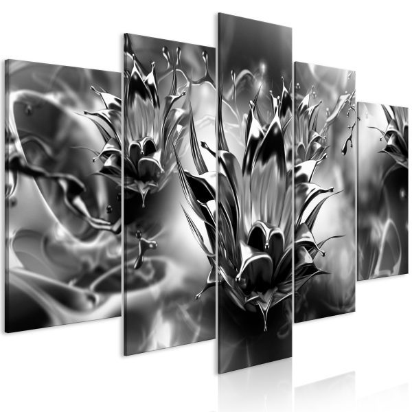 Obraz – Oily Flower (5 Parts) Wide Black and White Obraz – Oily Flower (5 Parts) Wide Black and White