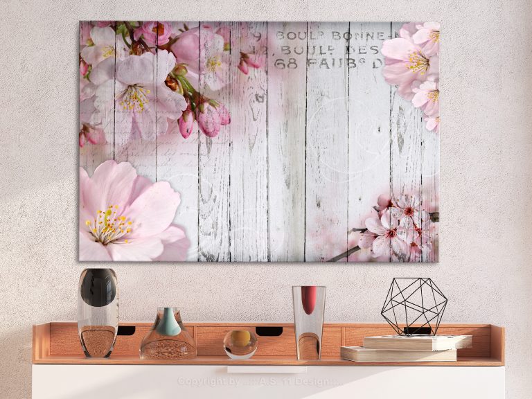 Obraz – Flowers on Boards (1 Part) Wide Obraz – Flowers on Boards (1 Part) Wide