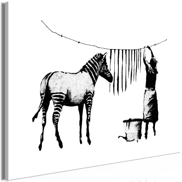 Obraz – Banksy: Washing Zebra on Concrete (1 Part) Wide Obraz – Banksy: Washing Zebra on Concrete (1 Part) Wide